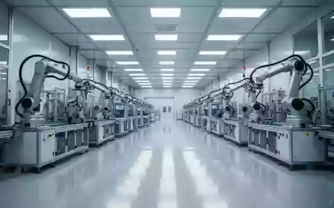 Ein steriler, hochmoderner Produktionsraum in einer Fabrik für Displaytechnik mit glänzendem Boden und technischer Ausrüstung. - Foto: über boerse-global.de
