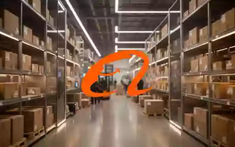 Abstrakte Darstellung eines modernen E-Commerce-Logistikzentrums mit stimmungsvoller Beleuchtung. - Foto: über boerse-global.de