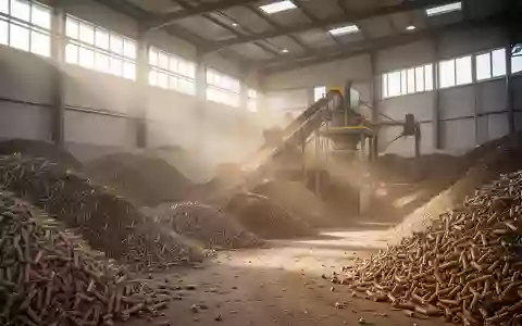 Industrielle Lagerhalle mit aufgeschichteten Holzpellets in einer modernen Produktionsanlage. - Foto: über boerse-global.de