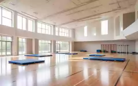 Eine leere, helle Schulturnhalle mit poliertem Holzboden und Sportmatten in einer ruhigen, natürlichen Lichtstimmung. - Foto: über boerse-global.de