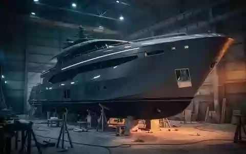 Ein luxuriöser Yachtrumpf in einer modernen Werft, der die hochwertige Fertigung im maritimen Sektor symbolisiert. - Foto: über boerse-global.de