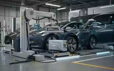 Eine automatisierte Batteriewechselstation für Elektrofahrzeuge in einer modernen Industriehalle. - Foto: über boerse-global.de