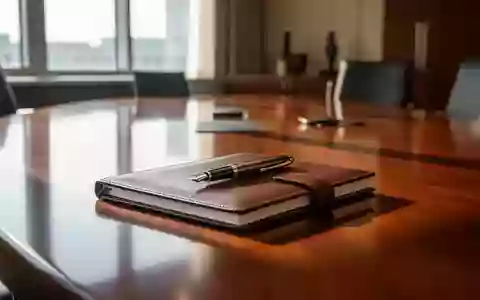 Ein professioneller Konferenztisch in einem hellen Büro mit einem Notizbuch und einem Füller. - Foto: über boerse-global.de