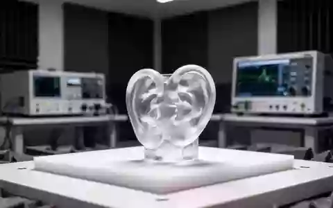 Ein präzises 3D-Modell einer Ohrmuschel aus Kunstharz in einem modernen Akustik-Forschungslabor. - Foto: über boerse-global.de