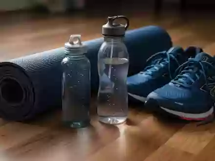 Symbolbild: Yogamatte, Trinkflasche und Laufschuhe - Foto: über boerse-global.de