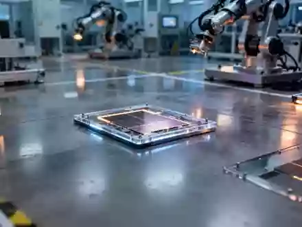 Automatisierte Halbleiter-Fertigungsanlage mit industriellen Maschinen und dezenter Beleuchtung. - Foto: über boerse-global.de