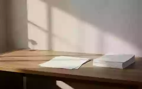 Ein minimalistischer, heller Schreibtisch mit einem Stapel unbeschriebener weißer Papierblätter in einem ruhigen Arbeitszimmer. - Foto: über boerse-global.de
