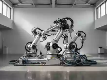 Ein modernes Robotik-Labor mit einer komplexen mechanischen Testvorrichtung und freiliegenden Gelenkkomponenten. - Foto: über boerse-global.de