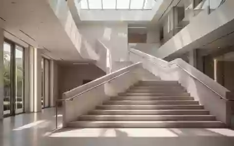 Eine helle, moderne Architekturtreppe in einem sonnendurchfluteten Atrium mit klaren Linien. - Foto: über boerse-global.de