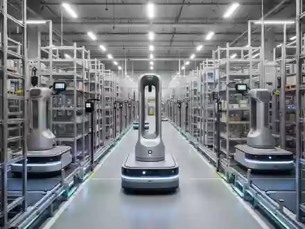 Moderne automatisierte Lagerhalle mit Robotern für die Warenlogistik. - Foto: über boerse-global.de