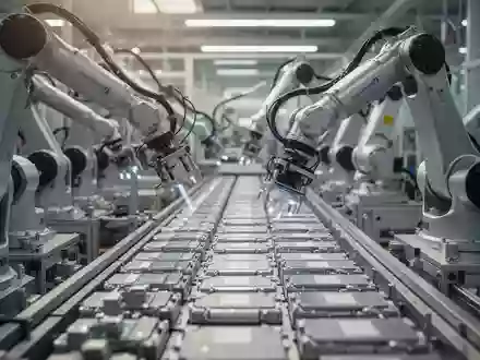 Automatisierte Fertigungsstraße für Lithium-Ionen-Batterien in einer modernen Fabrik. - Foto: über boerse-global.de