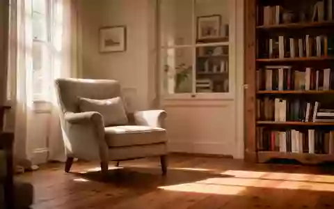 Ein lichtdurchfluteter Wohnbereich mit einem bequemen Sessel und einem Bücherregal in ruhiger Atmosphäre. - Foto: über boerse-global.de
