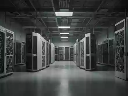 Eine Reihe historischer Großrechner-Schränke in einem dunklen, leeren Serverraum, die die IT-Infrastruktur symbolisieren. - Foto: über boerse-global.de