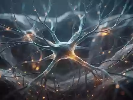 Abstrakte Darstellung eines komplexen neuronalen Netzwerks mit leuchtenden Synapsen in einem biologischen Gewebe. - Foto: über boerse-global.de
