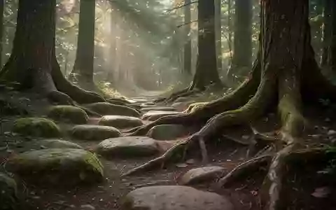 Ein sonnendurchfluteter Waldweg mit moosbewachsenen Steinen und robusten Baumwurzeln als Symbol für Stabilität und Knochengesundheit. - Foto: über boerse-global.de