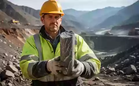 Geologe untersucht einen Bohrkern aus Gestein in einem Bergbaugebiet. - Foto: über boerse-global.de