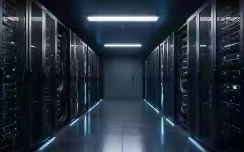 Ein moderner, minimalistischer Serverraum mit blauer Beleuchtung und geordneten, metallischen Server-Racks. - Foto: über boerse-global.de