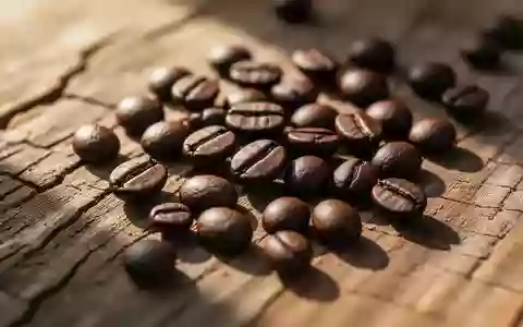 Nahaufnahme von gerösteten Kaffeebohnen auf einer rustikalen Holzoberfläche bei natürlichem Licht. - Foto: über boerse-global.de