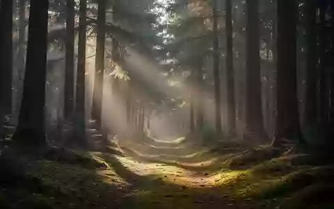 Ein ruhiger, von weichem Morgenlicht durchfluteter Waldweg als Symbol für innere Stabilität und Ruhe. - Foto: über boerse-global.de
