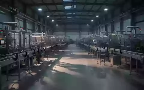 Moderne, leere Industriehalle mit komplexen Produktionsmaschinen in einer Fertigungsanlage bei Dämmerung. - Foto: über boerse-global.de