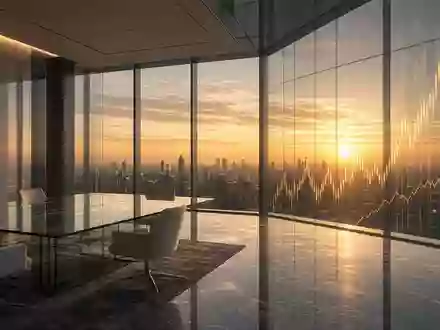 Abstraktes Bürointerieur bei Sonnenuntergang zur Darstellung von Unternehmensführung und Marktgeschehen. - Foto: über boerse-global.de