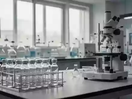 Nahaufnahme von Laborausrüstung und pharmazeutischen Fläschchen in einer modernen Forschungseinrichtung. - Foto: über boerse-global.de