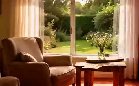 Ein heller, sonnendurchfluteter Wohnraum mit Blick in einen grünen Garten, der eine ruhige und angenehme Wohnatmosphäre vermittelt. - Foto: über boerse-global.de