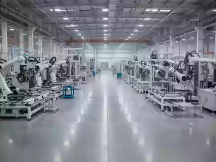 Moderne industrielle Fertigungshalle mit hochpräzisen Produktionsanlagen in einer weitläufigen Fabrikumgebung. - Foto: über boerse-global.de