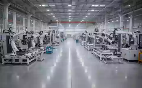 Moderne industrielle Fertigungshalle mit hochpräzisen Produktionsanlagen in einer weitläufigen Fabrikumgebung. - Foto: über boerse-global.de