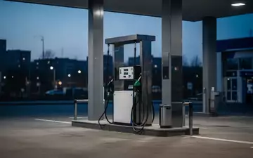 Eine leere Zapfsäule an einer Tankstelle in der Abenddämmerung ohne sichtbare Schriftzüge oder Preisanzeigen. - Foto: über boerse-global.de