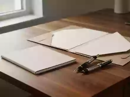 Ein minimalistischer Arbeitsplatz mit einem Notizbuch und einem Füllfederhalter auf einem Holztisch bei natürlichem Licht. - Foto: über boerse-global.de