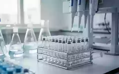 Eine präzise Laborumgebung mit wissenschaftlichen Glaswaren und automatisierten Pipettiergeräten in einem sauberen Raum. - Foto: über boerse-global.de