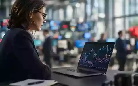Ein professioneller Finanzberater an einem Laptop in einem modernen Büro mit unscharfem Hintergrund. - Foto: über boerse-global.de