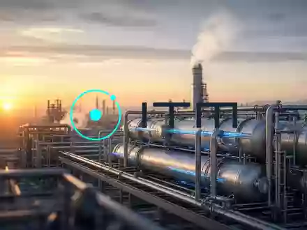Moderne Industrieanlage zur Wasserstoffproduktion bei Sonnenaufgang mit Fokus auf technologische Innovation. - Foto: über boerse-global.de