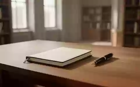 Ein minimalistischer Holzschreibtisch mit einem leeren Notizbuch und einem Füllfederhalter in einer ruhigen, lichtdurchfluteten Umgebung. - Foto: über boerse-global.de