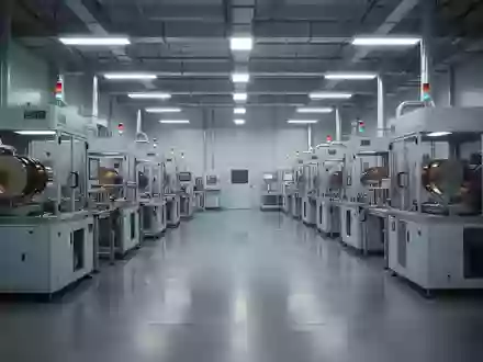 Eine moderne Halbleiter-Fertigungsanlage mit automatisierten Maschinen in einer sauberen, industriellen Umgebung. - Foto: über boerse-global.de