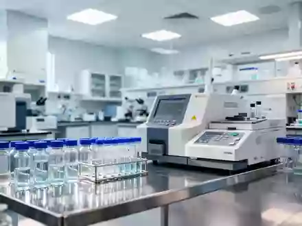Ein klinisches Labor mit medizinischen Analysegeräten und sterilen Edelstahloberflächen in einer hellen Forschungseinrichtung. - Foto: über boerse-global.de