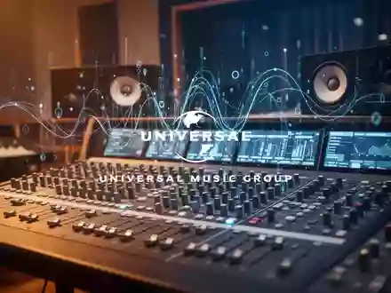 Abstrakte Darstellung eines modernen Musikstudios mit Fokus auf digitale Datenströme und Audiotechnik. - Foto: über boerse-global.de
