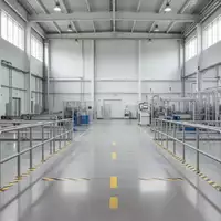 Ein moderner, sauberer Industriebereich mit Sicherheitsmarkierungen auf dem Boden und Metallgeländern in einer Produktionshalle. - Foto: über boerse-global.de