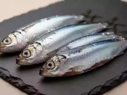 Frische Sardinen auf einer dunklen Schieferplatte, die die natürliche Quelle von Omega-3-Fettsäuren verdeutlichen. - Foto: über boerse-global.de