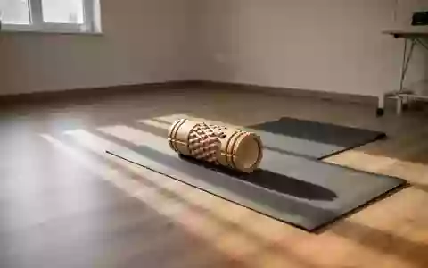 Ein minimalistischer Physiotherapieraum mit einer Yogamatte und einer Faszienrolle auf einem Holzboden. - Foto: über boerse-global.de