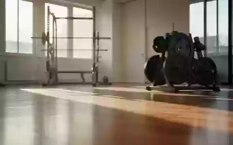 Ein heller, minimalistischer Fitnessraum mit Hantelscheiben und einem Rack in einer ruhigen, sonnendurchfluteten Umgebung. - Foto: über boerse-global.de