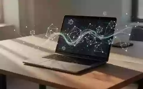 Ein moderner Arbeitsplatz mit einem Laptop, der abstrakte digitale Netzwerkverbindungen darstellt. - Foto: über boerse-global.de