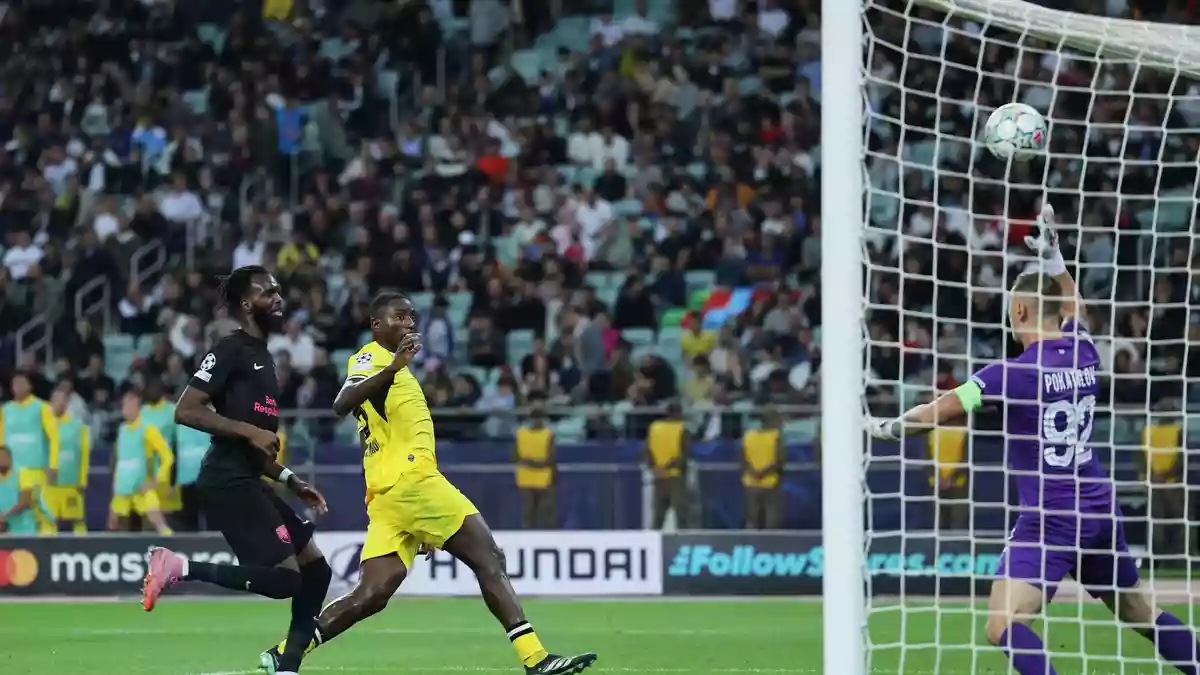 Das Siegtor im Olympiastadion: Guirassy trifft zum 2:1. - Bild: Uncredited/AP/dpa
