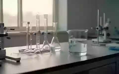 Ein minimalistischer Labortisch mit Glasgefäßen in einer klinischen Umgebung bei natürlichem Licht. - Foto: über boerse-global.de