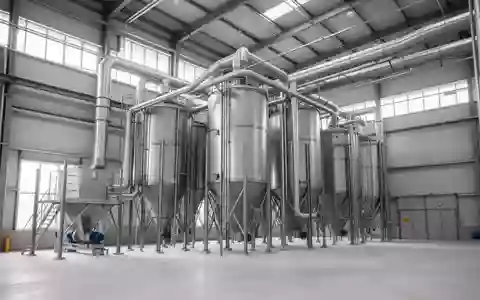 Moderne industrielle Schüttgutanlage mit Stahlsilos und Rohrleitungen in einer sauberen Industriehalle. - Foto: über boerse-global.de