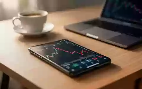 Ein moderner Schreibtisch mit einem verschwommenen Smartphone, das einen fallenden Aktienkursverlauf zeigt. - Foto: über boerse-global.de