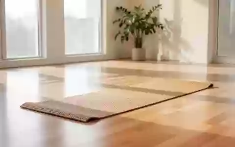 Ein heller, minimalistischer Yogaraum mit einer einzelnen Yogamatte auf einem Holzboden in sanftem Tageslicht. - Foto: über boerse-global.de