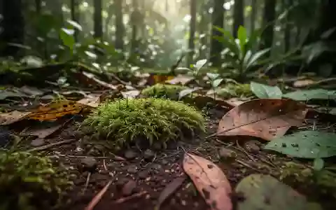 Nahaufnahme eines vielfältigen Ökosystems auf einem Waldboden mit Moos und organischen Strukturen als Symbol für Biodiversität. - Foto: über boerse-global.de