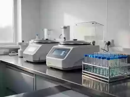 Ein steriler, moderner medizinischer Laborraum mit Diagnostikgeräten und Reagenzgläsern in einer ordentlichen Anordnung. - Foto: über boerse-global.de